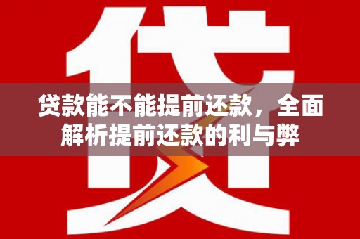 阿鲁科尔沁旗贷款能不能提前还款，全面解析提前还款的利与弊