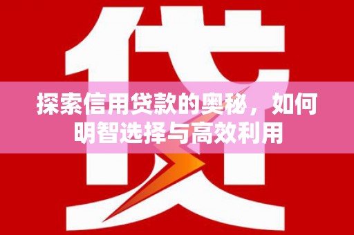阿鲁科尔沁旗探索信用贷款的奥秘，如何明智选择与高效利用