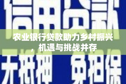 阿鲁科尔沁旗农业银行贷款助力乡村振兴，机遇与挑战并存
